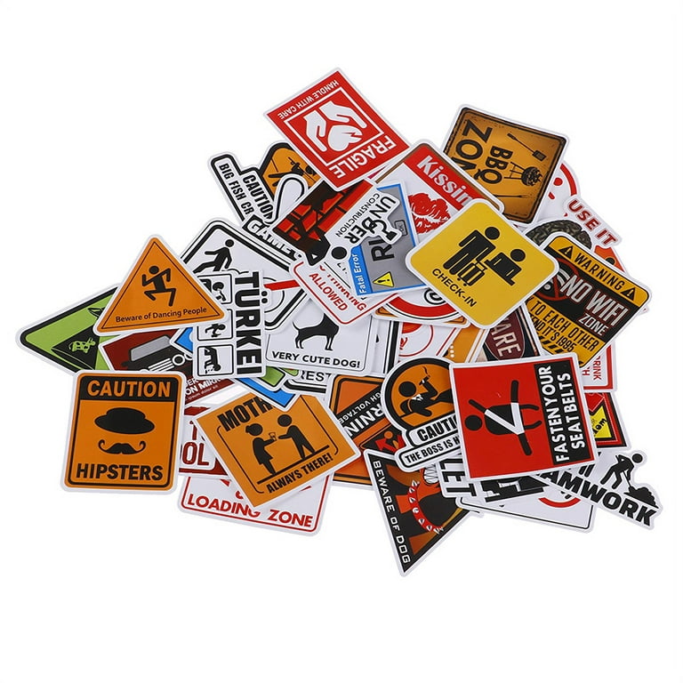 50pcs Warning Stickers, Warning Signs Vinyl Waterproof Stickers
