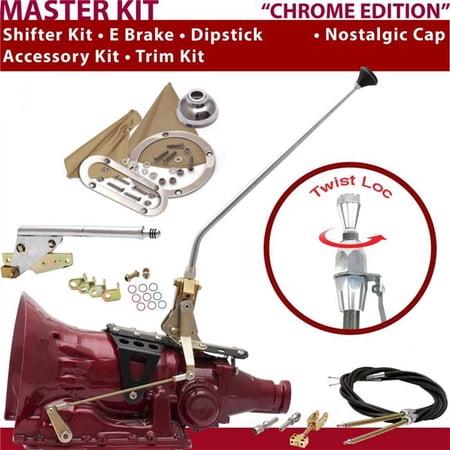 American Shifter C4 Shifter Kit Chrome 16 in. E Brake Cable Trim Kit Dipstick for F768A