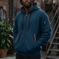 thumbnail image 3 of IAJDKMEK Men's Multi-Pocket Zip Up Hoodie - Lightweight Jacket for Sports, also Works as a Cozy Sweatshirt for Everyday Wear, Travel Friendly, 3 of 9