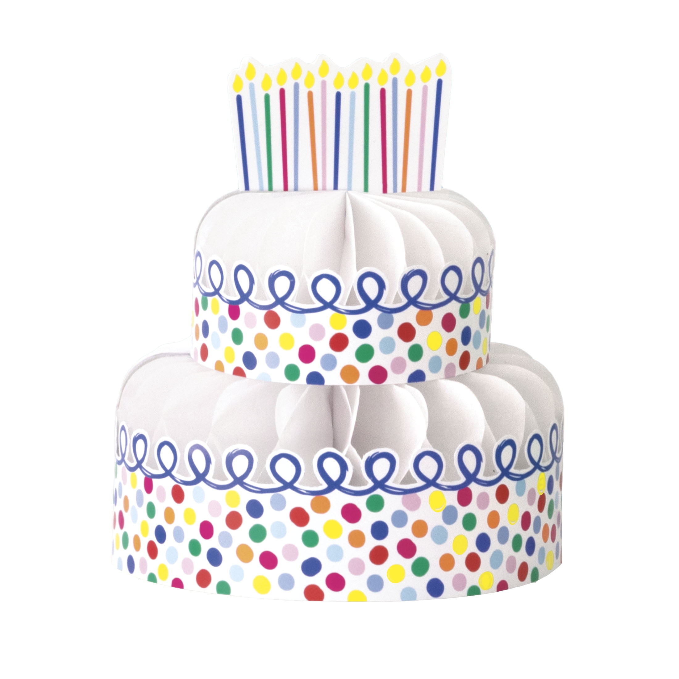 Way to Celebrate! Squiggles & Dots Cake Shaped Birthday Centerpiece, 8in