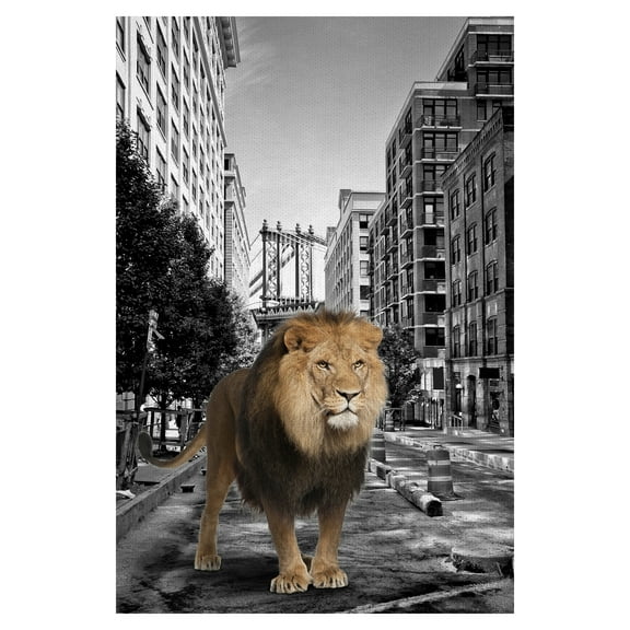 Masterpiece Art Gallery Urban Jungle I Lion By Belle Maison Canvas Art Print 24" x 36"