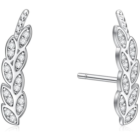 925 Sterling Silver CZ Ear Climbers Stud Earring, Hypoallergenic Crawler Earrings for Women