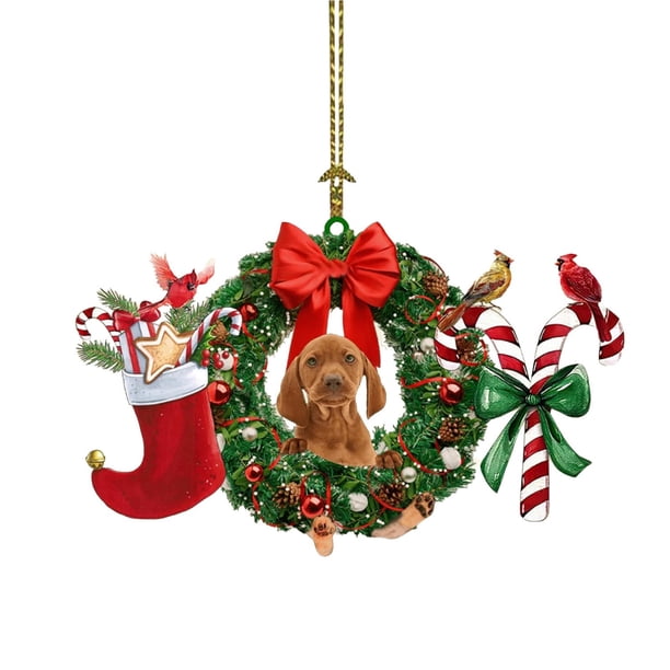 Adorno Colgante Con Estatua De Perro Bonito Adorno Colgante Con Corona Navideña Adorno Colgante Navideño
