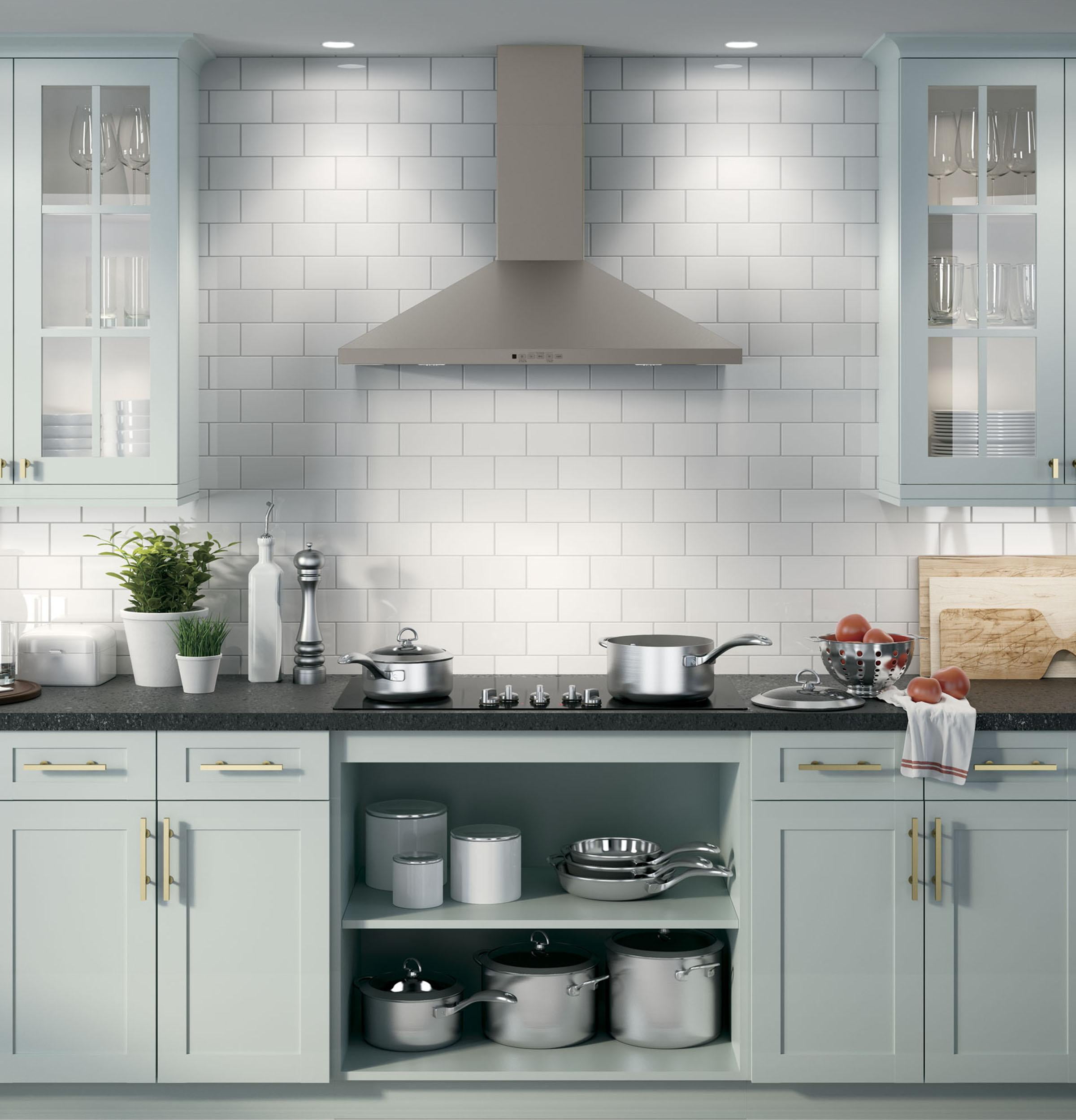 GE JVW5361EJES 36 inch Slate Pyramid Chimney Hood