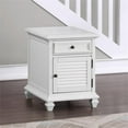 thumbnail image 3 of Charlestown Modern Farmhouse Soft White Wood Storage End Table with USB, 3 of 15