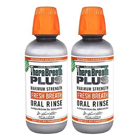 TheraBreath PLUS Fresh Breath Extra Strength Green Tea Oral Rinse, 16 Ounce (Pack of 2)