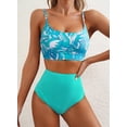 thumbnail image 4 of Set de bikini Herseas para mujer, talle alto, color turquesa, talla pequeña, 4 of 6