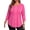 Hot-Pink, variant on WellSize 3/4 Sleeve Plus Size Womens Blouses Casual Floral Pleats Tops Summer Crewneck Shirts Tunic Curved Hem Blouses