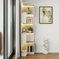 thumbnail image 2 of 5 Tier Corner Bookshelf  Bookcase with Baffle, Freestanding L Shaped Display Shelf Stand for Home Office, Living Room, Bedroom, Kitchen, White, 2 of 9