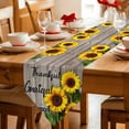 thumbnail image 2 of Table Runners 72 Inches Long, Farm Sunflower Cotton Linen Kitchen Dining Coffee Table Runner for Party Home Decor, Positive Floral Vintage Brown Wooden Tabletop Dresser Scarves Runner 14x72 Inch, 2 of 9