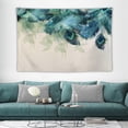 thumbnail image 3 of Watercolor Peacock Feather Tapestry Wall Hanging Green And Teal Vintage Tapestries Home Decor for Living Room Bedroom Farmhouse Apartment Dorm 40"x60", 3 of 6