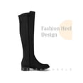 thumbnail image 3 of BLISSFUL STEP Women's Boots Faux Suede Knee High Chunky Heel Round Toe Zipper Boots Black 10, 3 of 6