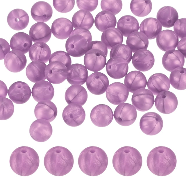 Paquete de 50 cuentas de silicona redondas moradas de 9 mm para manualidades/ pulseras/ collares