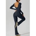 thumbnail image 2 of Womens Sexy Open Back Long Sleeve Flared Bottom Pants Romper Bodycon Jumpsuit, 2 of 6