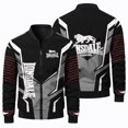 thumbnail image 5 of Chaqueta exterior con cremallera y cuello redondo para hombre, con estampado de logotipo de león en 3D, chaqueta clásica para carreras, ciclismo todoterreno y exteriores, 5 of 5