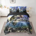 thumbnail image 2 of Manfei Hunting and Fishing Twin Bedding Sets 7pcs, Big Pike Fish Bedding Comforter Set, Modern Cityscape Sheet Sets, Luxury Bedroom Decor, 2 of 8