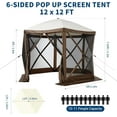 thumbnail image 4 of 12x12 ft 6-Sided Pop Up Gazebo Tent, Waterproof UV Protected Screen Tent, Portable Camping Canopy Sun Shelter with Carry Bag, Guy Ropes & Stakes, for Camping Outdoor Party Backyard, 4 of 8