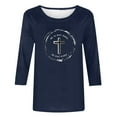 thumbnail image 4 of LMKIHUSA Jesus Cross Graphic 3/4 Sleeve T-Shirt Tops Faith Christian Shirt for Women Christian Crew Neck T-Shirts Loose Prayer Tee Shirts,Navy,XXXL, 4 of 5