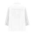 thumbnail image 4 of aidice Tops for Women Casual Lapel Neck 3/4 Length Sleeve Button up Shirts Loose Solid Color Blouses, 4 of 7