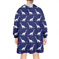 thumbnail image 2 of Wearable Oversized Blanket,DarkBlue White Dinosaurs Silhouettes Pattern Wearable Blanket Hoodie for Adults,Cozy Hooded Blankets with Super Pockets,Super Warm Fuzzy Pullover for Women & Men, 2 of 6