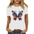 thumbnail image 2 of Womens Tops Plus Size Short Sleeve Round Neck Independence Day Casual Printed T-Shirt White XL, 2 of 6