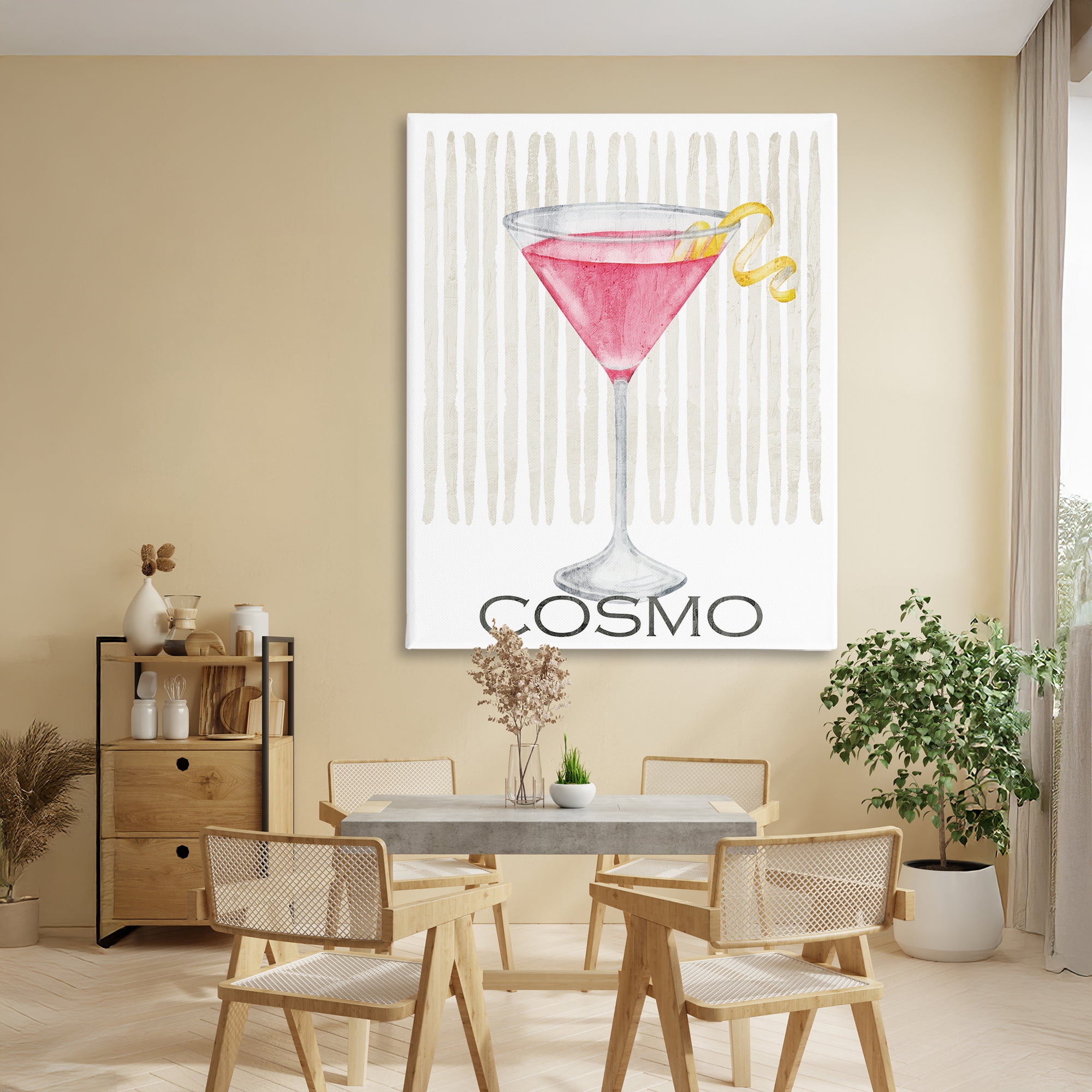 Stupell Industries Pink Cosmo on Stripes Canvas Wall Art, design by Kim Allen