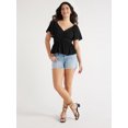 thumbnail image 2 of Sofia Jeans Women's V-Neck Top with Flutter Sleeves, Sizes XS-XXXL, 2 of 6
