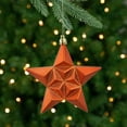 thumbnail image 3 of Northlight 12ct Matte Glittered Star Shatterproof Christmas Ornament Set 5" - Orange, 3 of 8