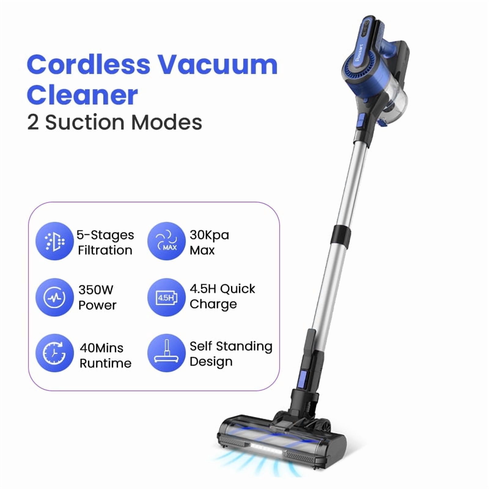 Vacuum Cleaners POWEART V870 Purple Cordless Vacuum, 30KPa Suction, 350W Motor, 8-in-1 Cleaner,Floor Cleaning Machines