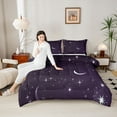 thumbnail image 4 of jejeloiu Kawaii Stars Print Queen Comforter Set,Galaxy Planet Moon Bedding Sets,Purple Silver Bedding Comforter Set For Adults,Ultra Soft Home Decor Reversible,3-Piece, 4 of 8