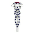 thumbnail image 4 of Dazzlingrock Collection 6X4mm Oval Ruby with Round Blue Sapphire & White Diamond Interweaving Double Halo Wedding Ring for Women in 10K White Gold, Size 7.5, 4 of 6