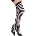 thumbnail image 2 of Women's Sexy Striped Black and White Thigh Highs Costume Stockings, 2 of 2