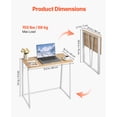 thumbnail image 3 of KFFKFF Foldalbe Desk, 31.5" Small Desk with Storage Hooks, Space-Saving Computer Desk for Home Office, Simple Assembly, Oak Finish, 3 of 9