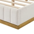 thumbnail image 6 of Christopher Knight Home Queen Size Bed Frame, Linen Upholstered Thick Headboard with Solid Wood Base, Beige, 6 of 13