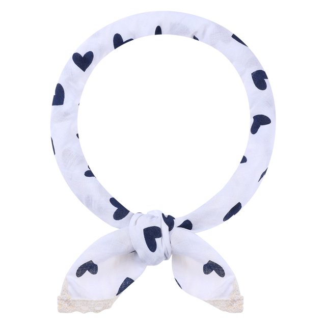 INSPIRAR CHIC Pañuelos de Algodón y Lino Impresos con Corazones para Mujeres, Bonito Pañuelo Cuadrado con Ribete de Encaje Retro 23.6x23.6" Blanco