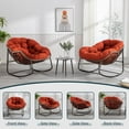 thumbnail image 6 of Outdoor Papasan Rocking Chair, Patio Oversized Wicker Egg Rocking Chair, Indoor & Outdoor Comfy Rocker Chair with Thick Cushion, Modern Lounge Chair for Front Porch, Garden, Backyard, Orange, 6 of 7