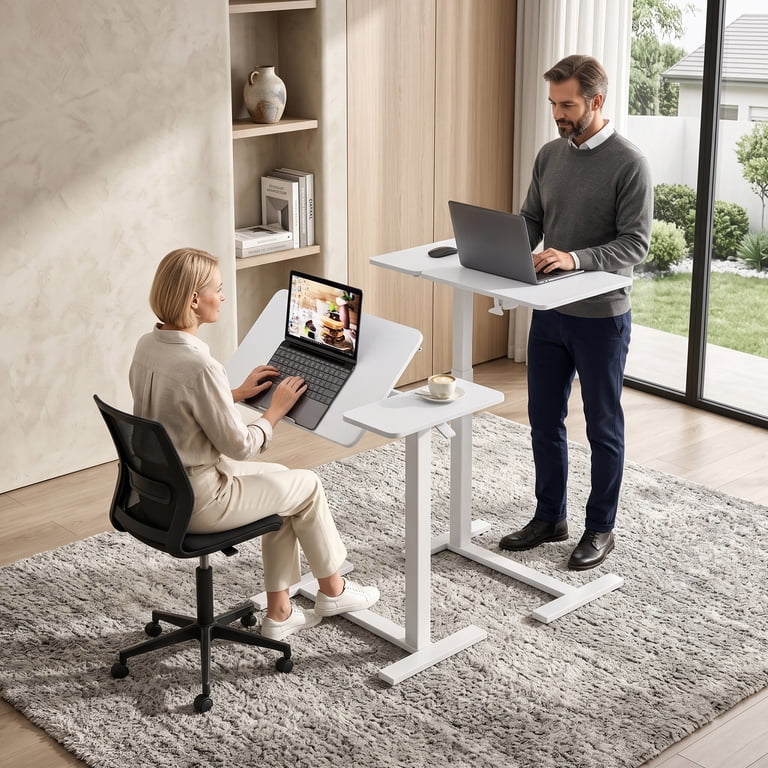 EDX Overbed Bedside Desk, Rolling Laptop Stand Tray Overbed Table