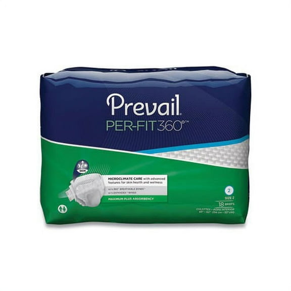 Per-Fit360 Degree Briefs Maximum Plus Absorbency, Size 2, 45" to 62" Waist, 72/Carton