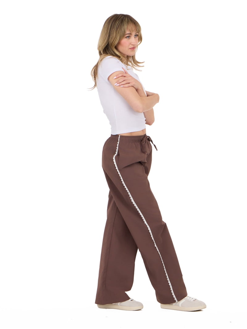 Forever 21 Women's Nylon Wide Leg Pant with Lace Trim, Sizes XS-XL