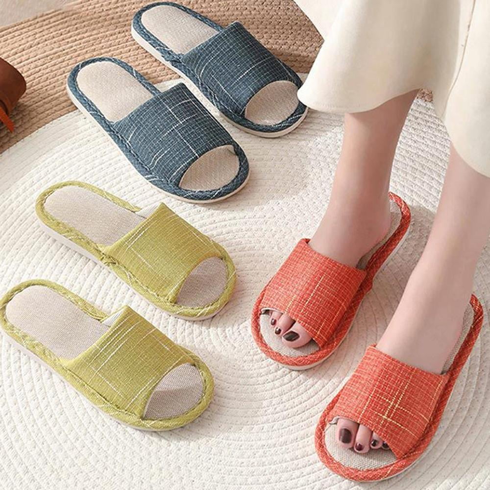 Women's Open Toe Slippers Arch Support Lightweight Linen Slippers - Walmart.com