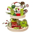 Grinch 6PC Christmas Tiered Tray Decor Signs, Red Green Monster