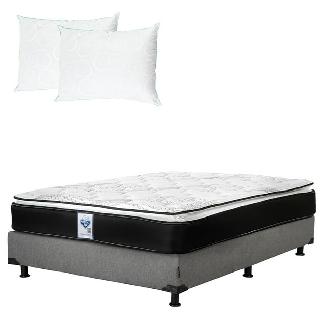 Colchón Matrimonial Premier + Box Rivo + 2 Almohadas de osos