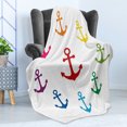 thumbnail image 4 of Anchor Soft Flannel Fleece Throw Blanket, Colorful in Circular Design Nautical Maritime Theme Naval Sailboat Equipment, Cozy Plush for Indoor and Outdoor Use, 70" x 90", Multicolor, by Ambesonne, 4 of 5