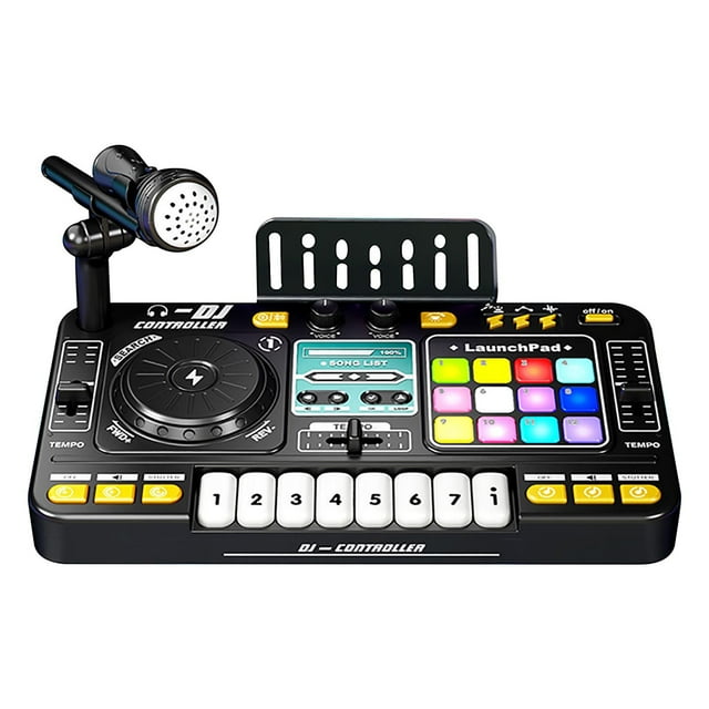 Kyusrd Summer All Sale!Kids DJ Console With Microphone Bluetooth 8 Piano Keys LED Lights Interactive Music Toy