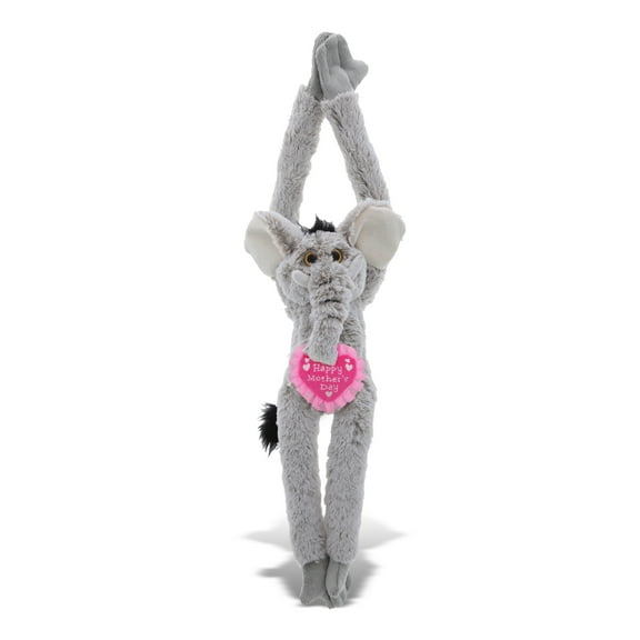 DolliBu Happy Mother's Day Super Soft Plush Hanging Moose - Cute Stuffed Animal Present With Pink Heart Message for Best Mommy, Grandma, Wife, Daughter - Cute Wild Life Plush Toy Gift - 21 Inch