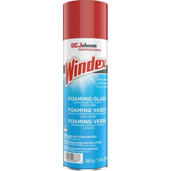 Windex; Foaming Glass Cleaner - Aerosol - 19.7 fl oz (0.6 quart) - 6 / Carton - White | Bundle of 5 Cartons