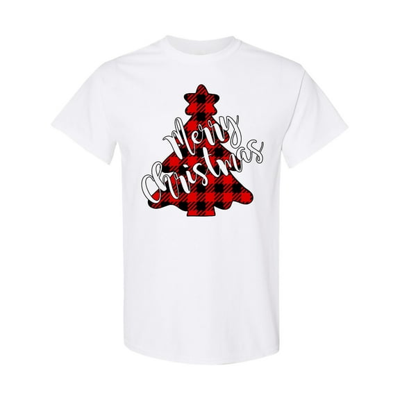 Inktastic Red Buffalo Plaid Christmas Tree T-Shirt