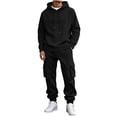 thumbnail image 6 of Nugftut Mens Outfits 2 Piece Hoodie and Cargo Pants Set Sweatsuit with Pockets Casual Outfits, 6 of 9