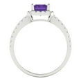 thumbnail image 4 of 1.86ct emerald cut purple natural amethyst 18k white gold halo Bridal Wedding Engagement Promise Anniversary Ring for Women size 9, 4 of 7
