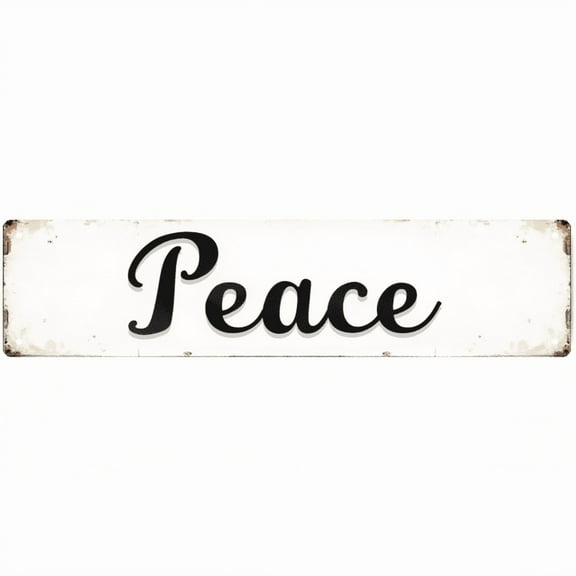 "Peace" Tin Sign - 16x4 Inches Inspirational Decor for Wall, Suitable for Bedroom, Living Room, Porch | indie room decor, home sweet home sign, vintage decor for home